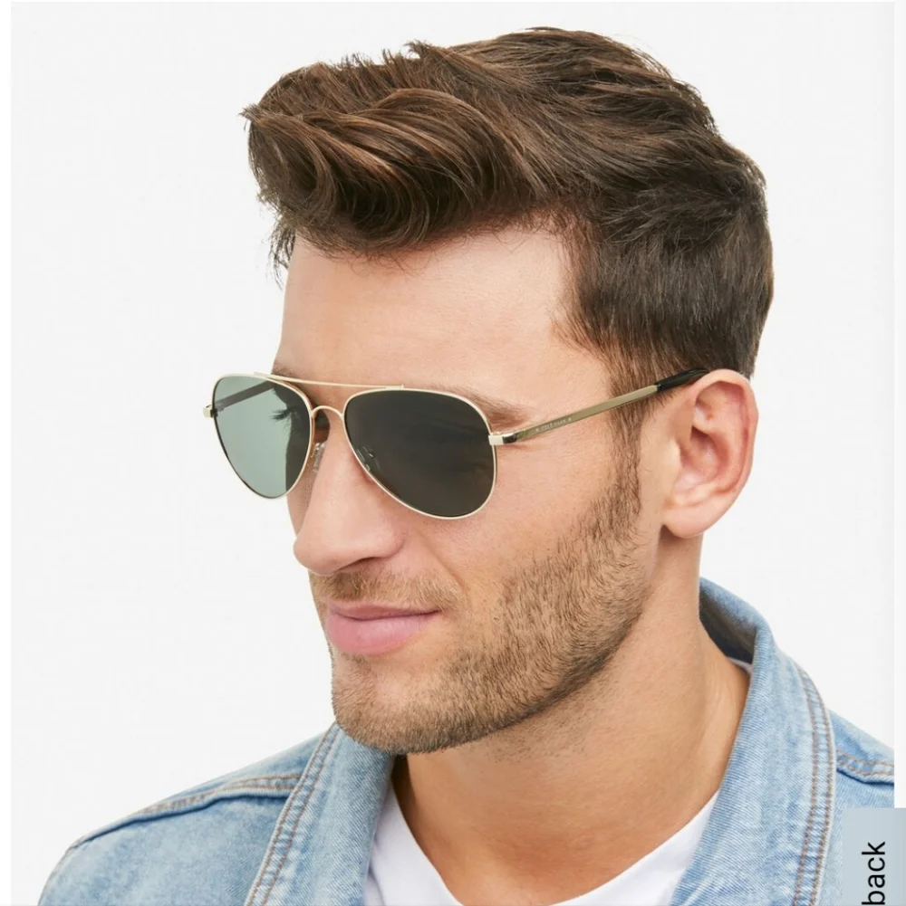 Cole Haan gold aviator sunglasses with dark lenses. Polarized.